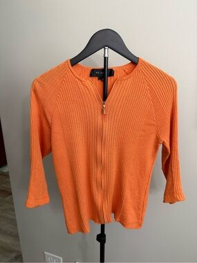 St. John Orange Ribbed Knit Cardigan Size Small*